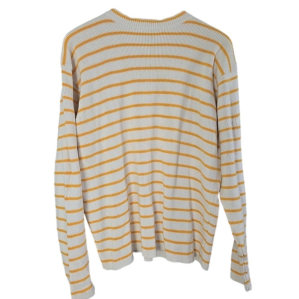 J Crew Womens Oarsman Thick Pullover Sweater Yellow Striped‎ L Preppy Coastal